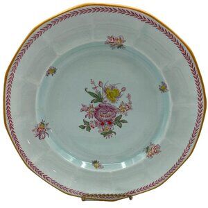 Vtg Adams England Calyx Ware 10" Dinner Plates "Chelsea Sprays" Red Laurel Borde